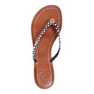 Tory Burch Terra Thong Dots Flip Flop Sandals, Navy / White 8.5 M